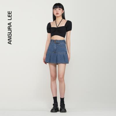 春夏新款經典水洗復古藍女裝高腰短裙