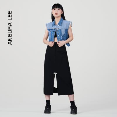 春夏經典水洗中褲藍女裝牛仔短裝馬甲