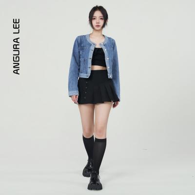 春夏新款經典水洗中藍女裝小香風外套