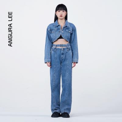 春夏經典水洗淺藍女裝牛仔短裝外套