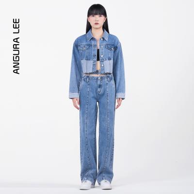 春夏經典水洗淺藍女裝牛仔短裝外套